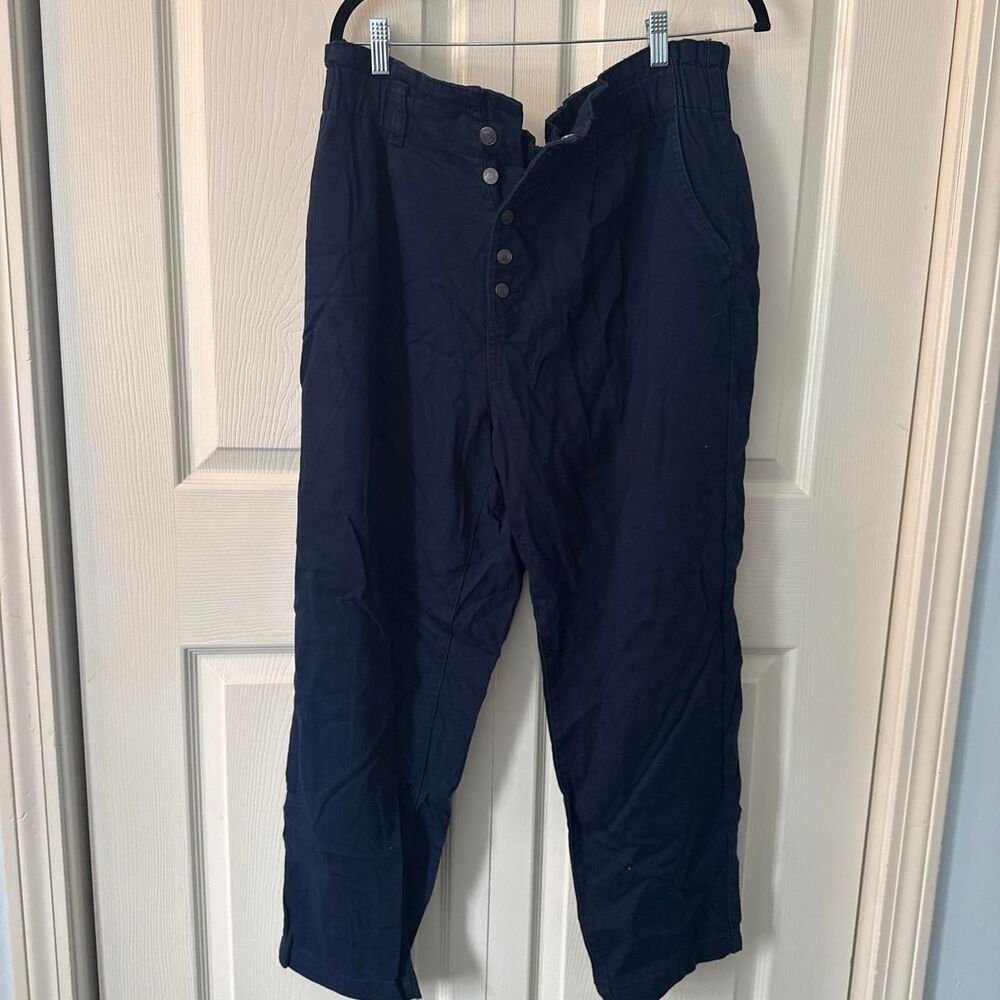 Time and Tru Navy Pull On Pants Women's Size 18 Button Fly Stretch Waist Casual